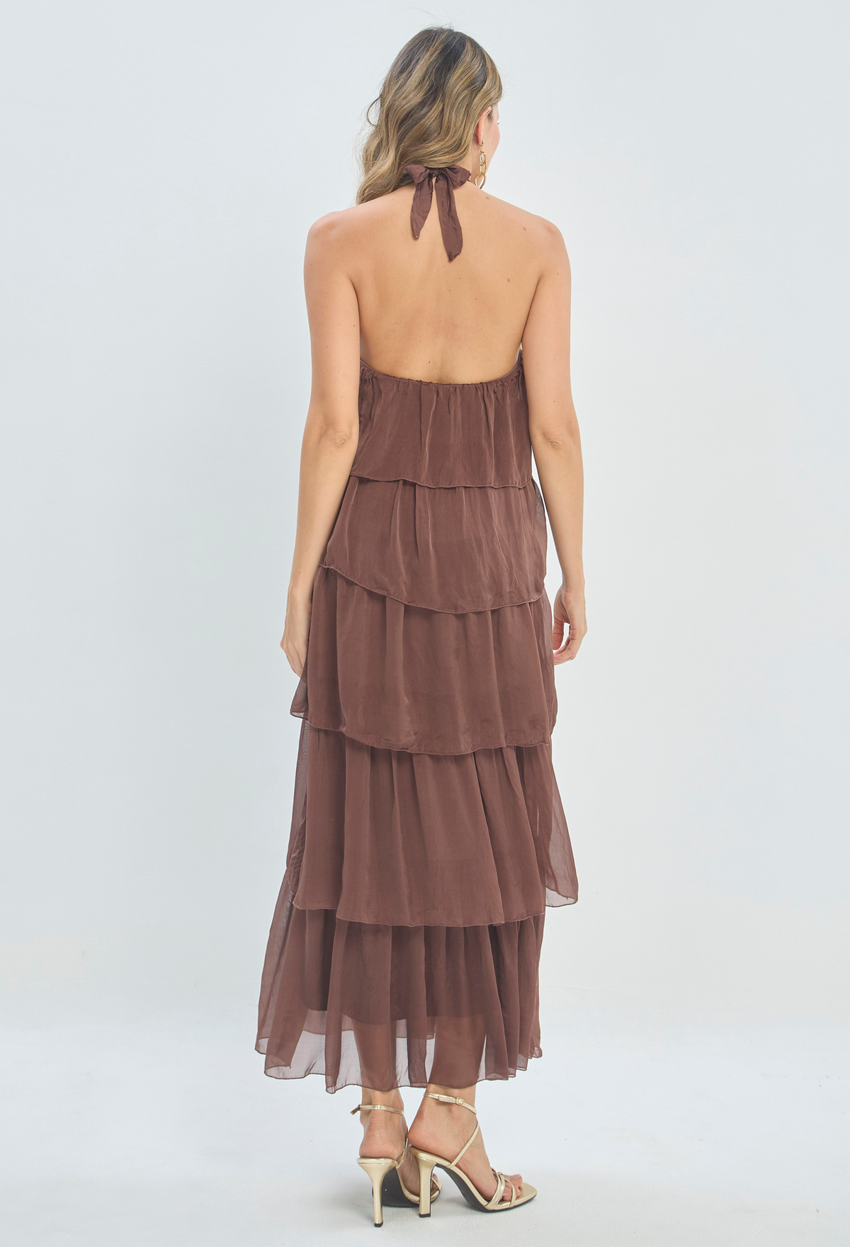 Vestido Largo Capas Chocolate BYBLA - vista 5