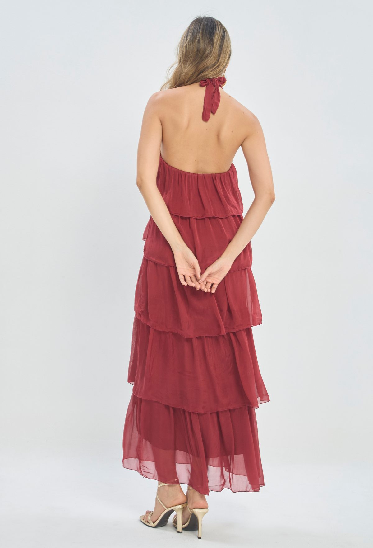Vestido Largo Capas Vinotinto BYBLA - vista 4
