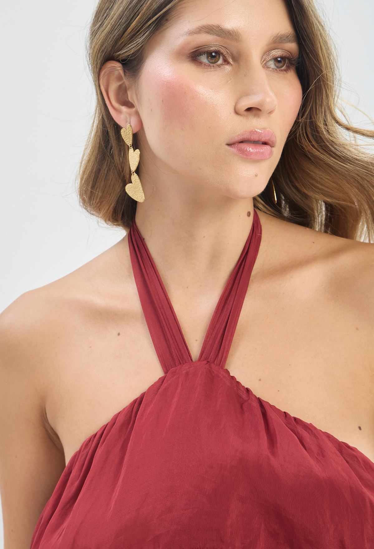 Vestido Largo Capas Vinotinto BYBLA - vista 5