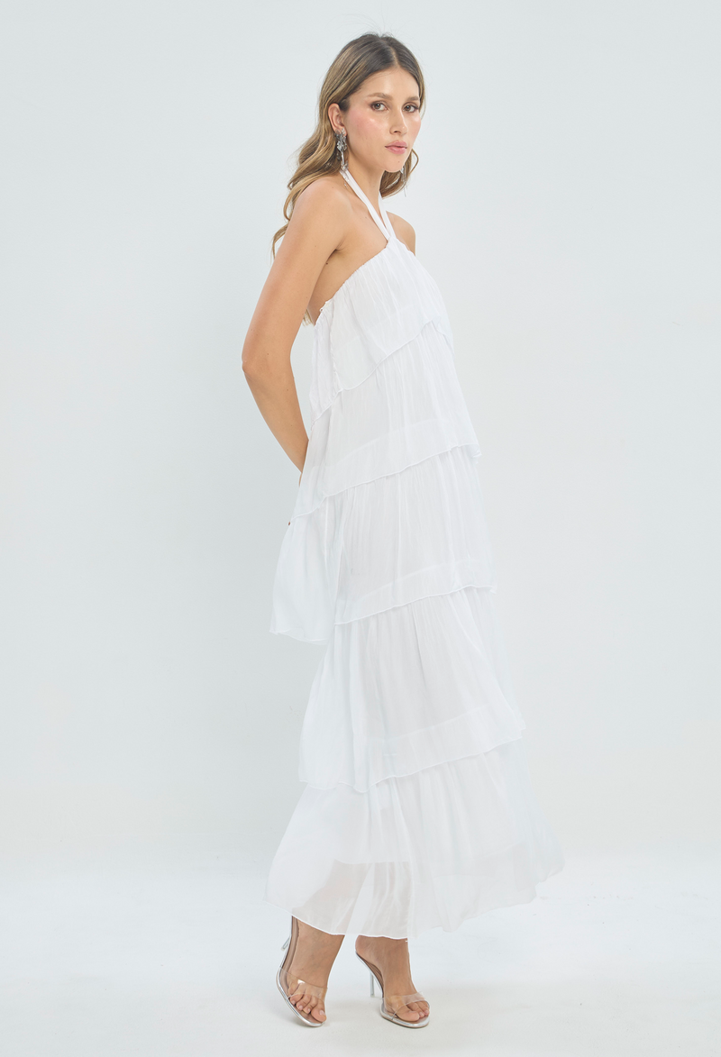Vestido Largo Capas Blanco BYBLA - vista 2