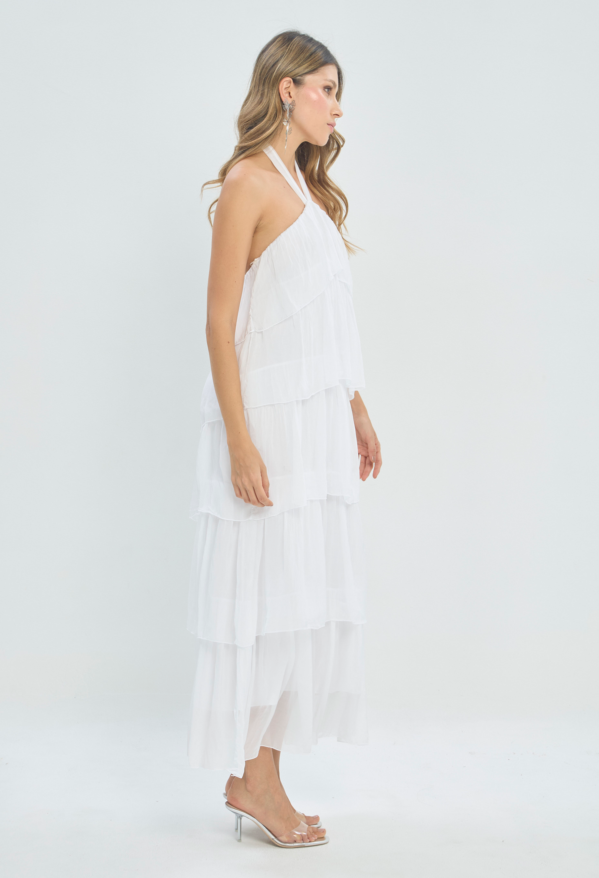 Vestido Largo Capas Blanco BYBLA - vista 3