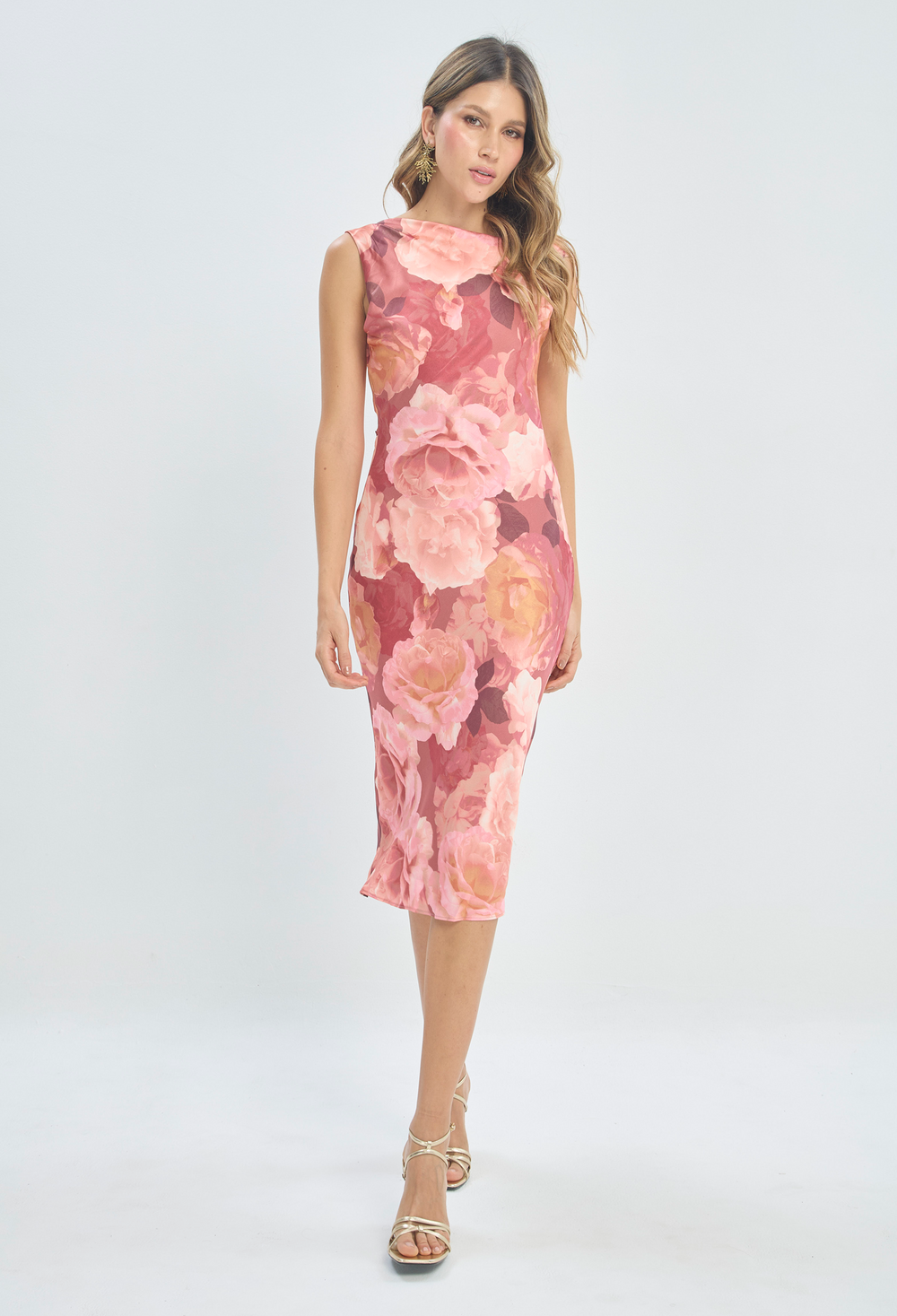 Vestido Largo Estampado Rosas BYBLA