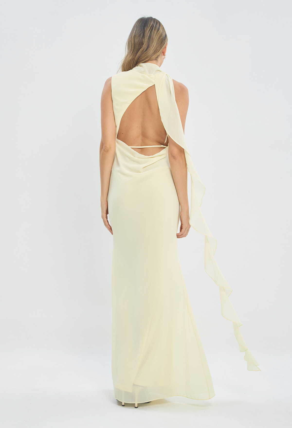 Vestido Largo Cuello Alto Vainilla BYBLA - vista 4