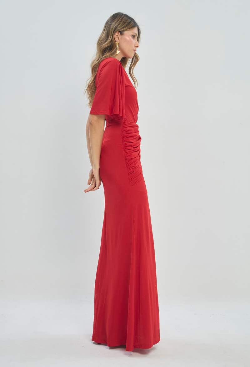 Vestido Largo Asimétrico Rojo BYBLA - vista 2