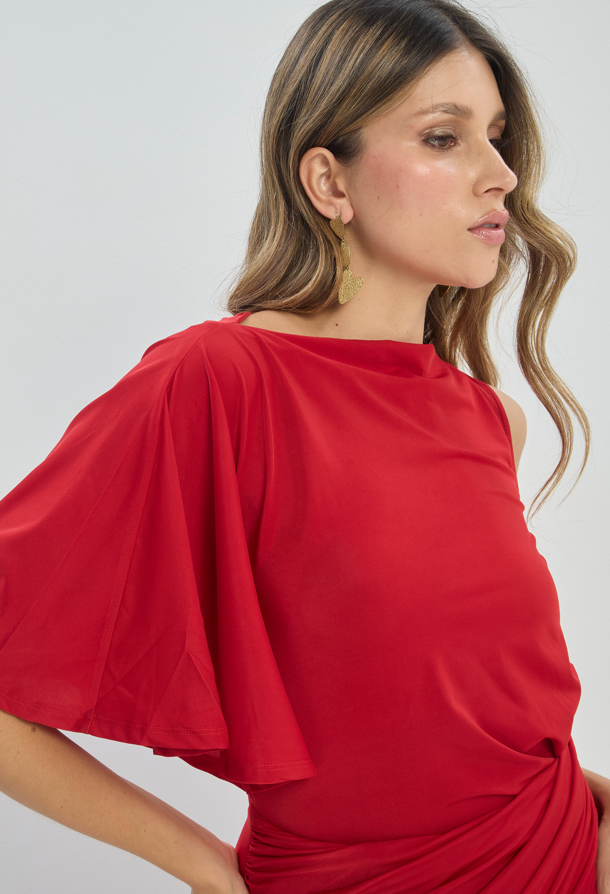Vestido Largo Asimétrico Rojo BYBLA - vista 7