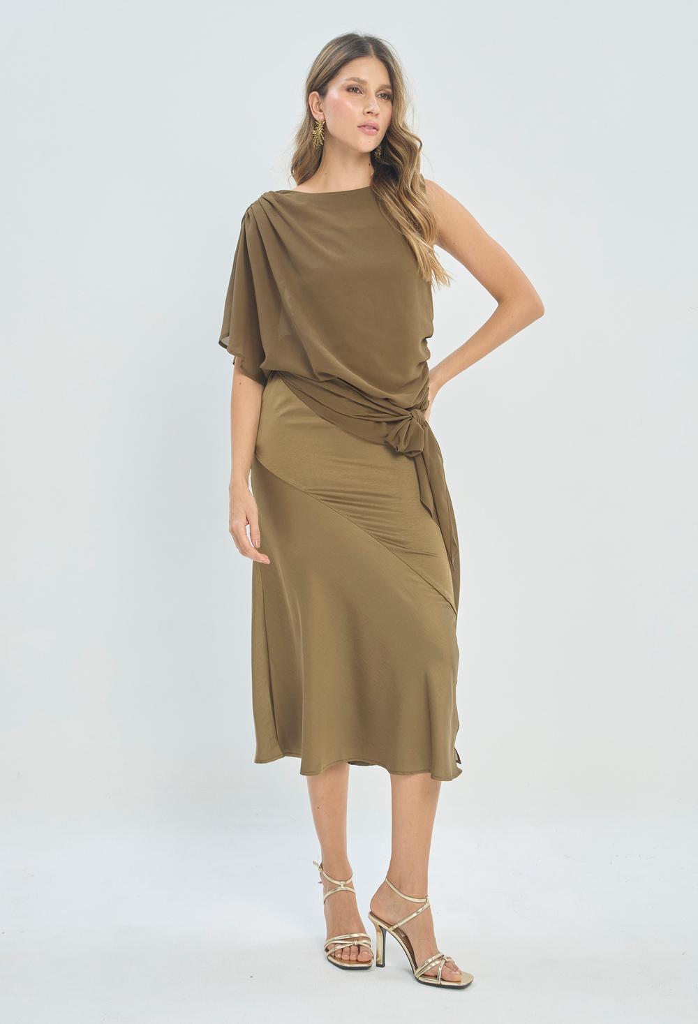 Vestido Largo con Blusa Oliva BYBLA