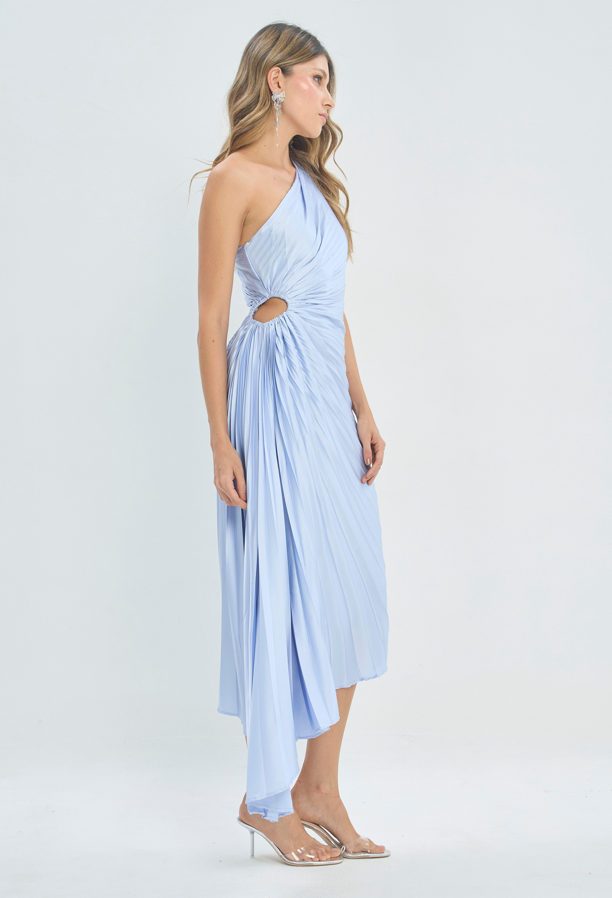 Vestido Largo Plisado Azul Hielo BYBLA - vista 2