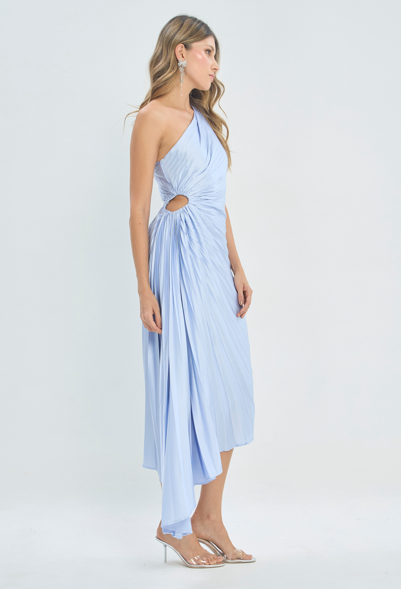 Vestido Largo Plisado Azul Hielo BYBLA - vista 2