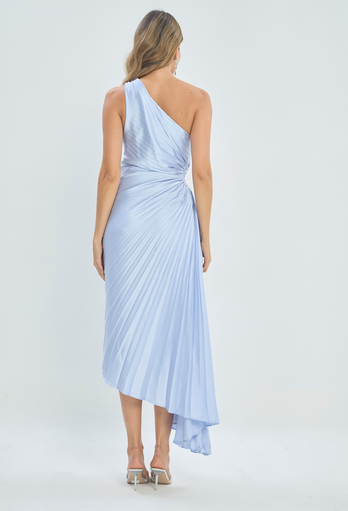 Vestido Largo Plisado Azul Hielo BYBLA - vista 3