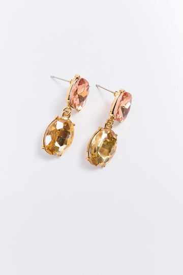 Aretes Vidrio con Color Dorados