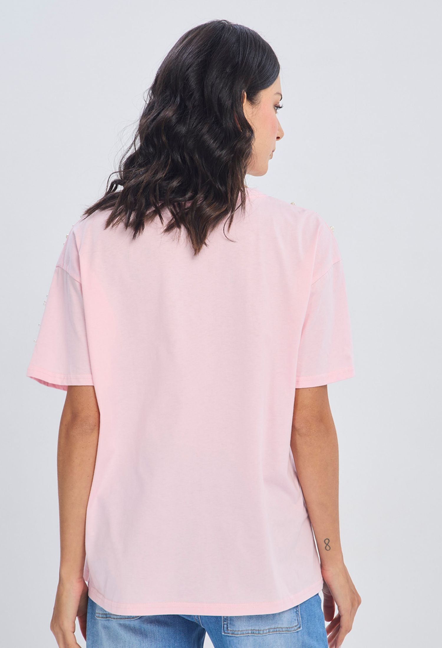 Blusa rosada de algodón puro corte clásico talla única para mujer - vista 3
