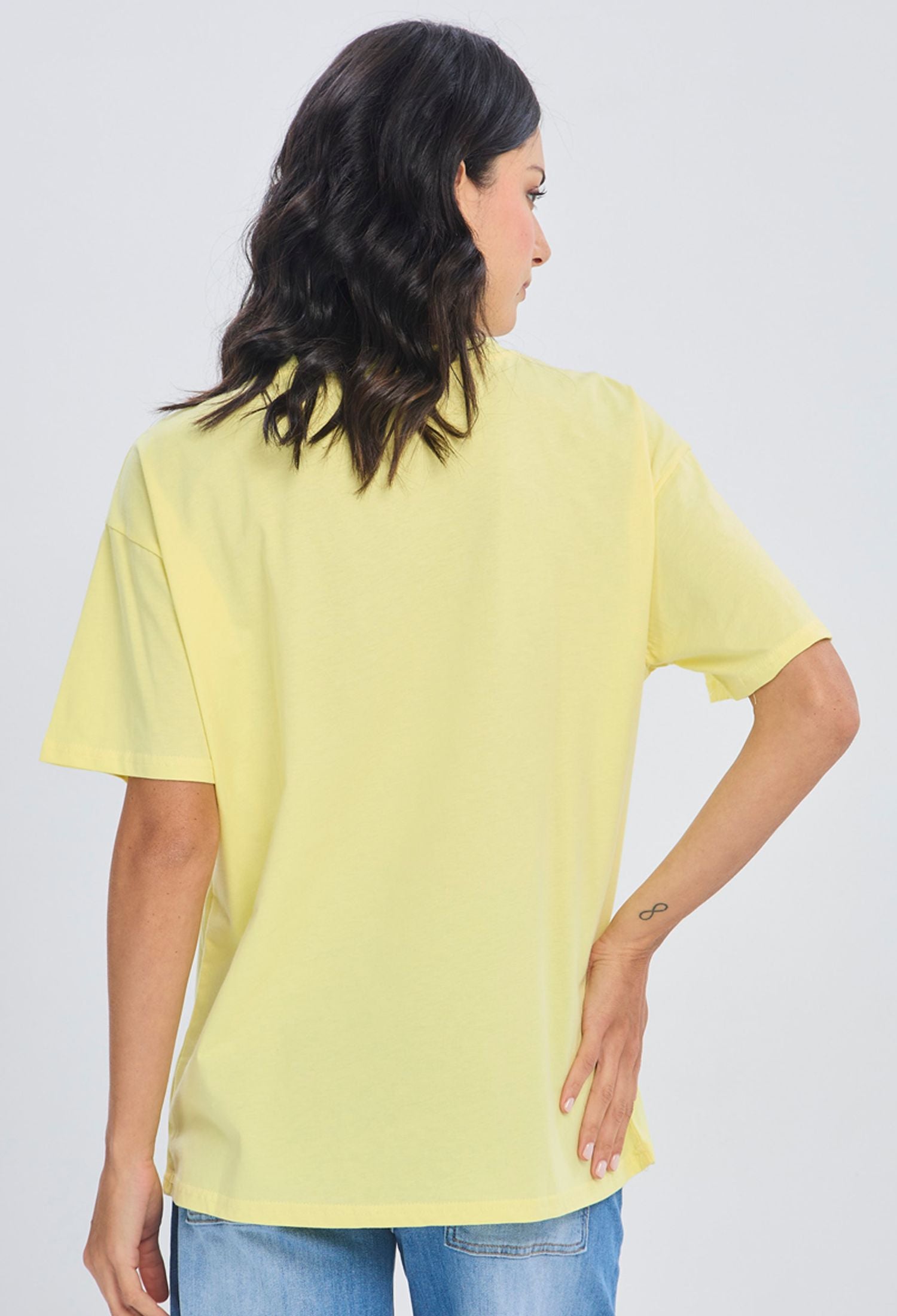 Blusa amarilla algodón puro hombros relajados talla única para mujer - vista 4