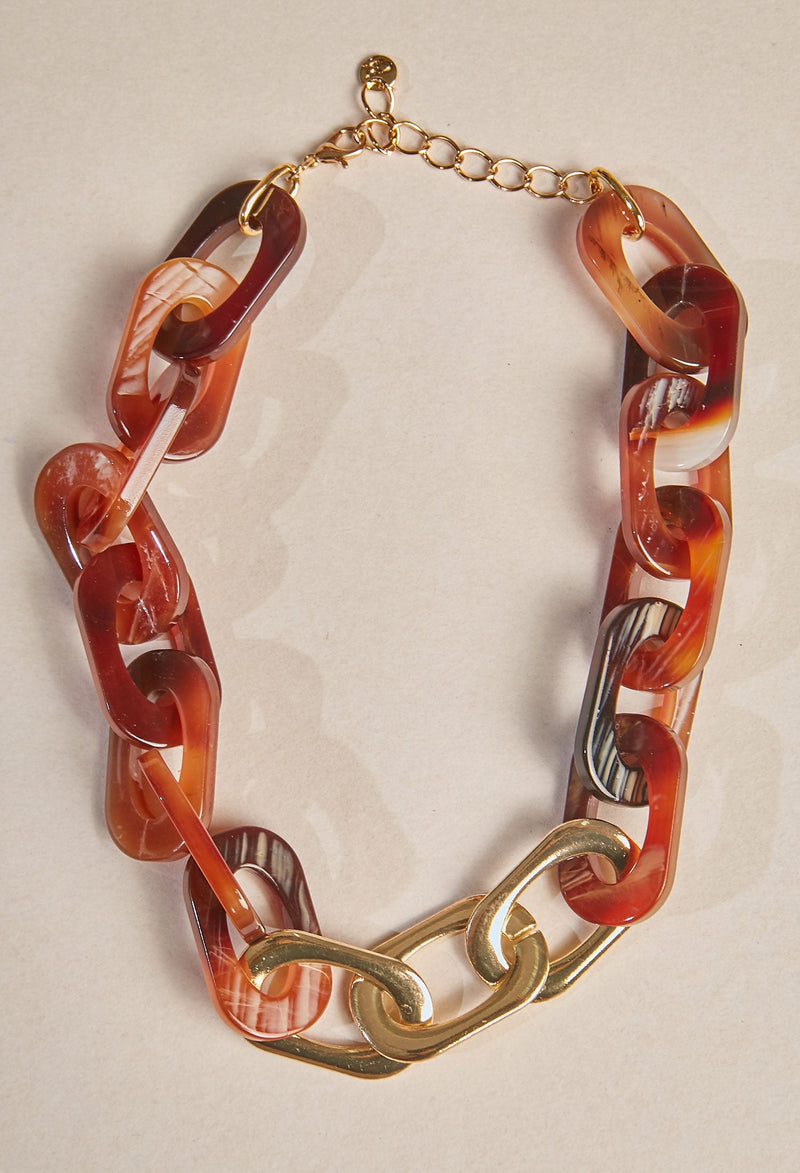 Collar Corto Cadena Eslabones Carey BYBLA