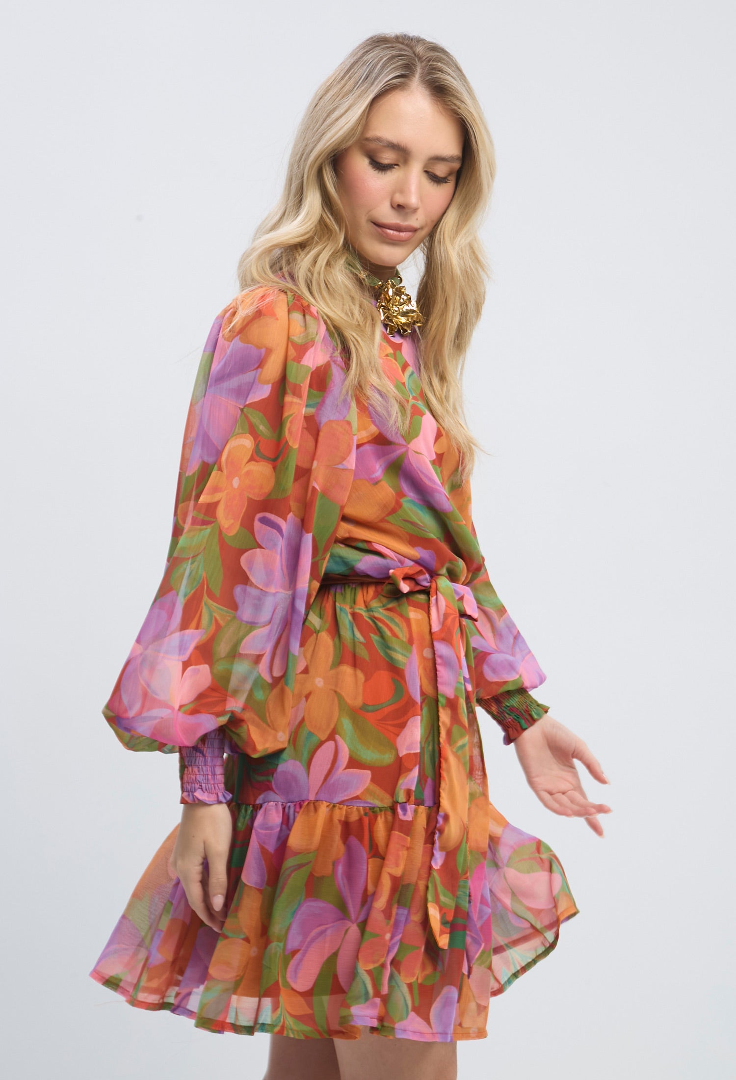 Vestido Corto Estampado Flores - SALE