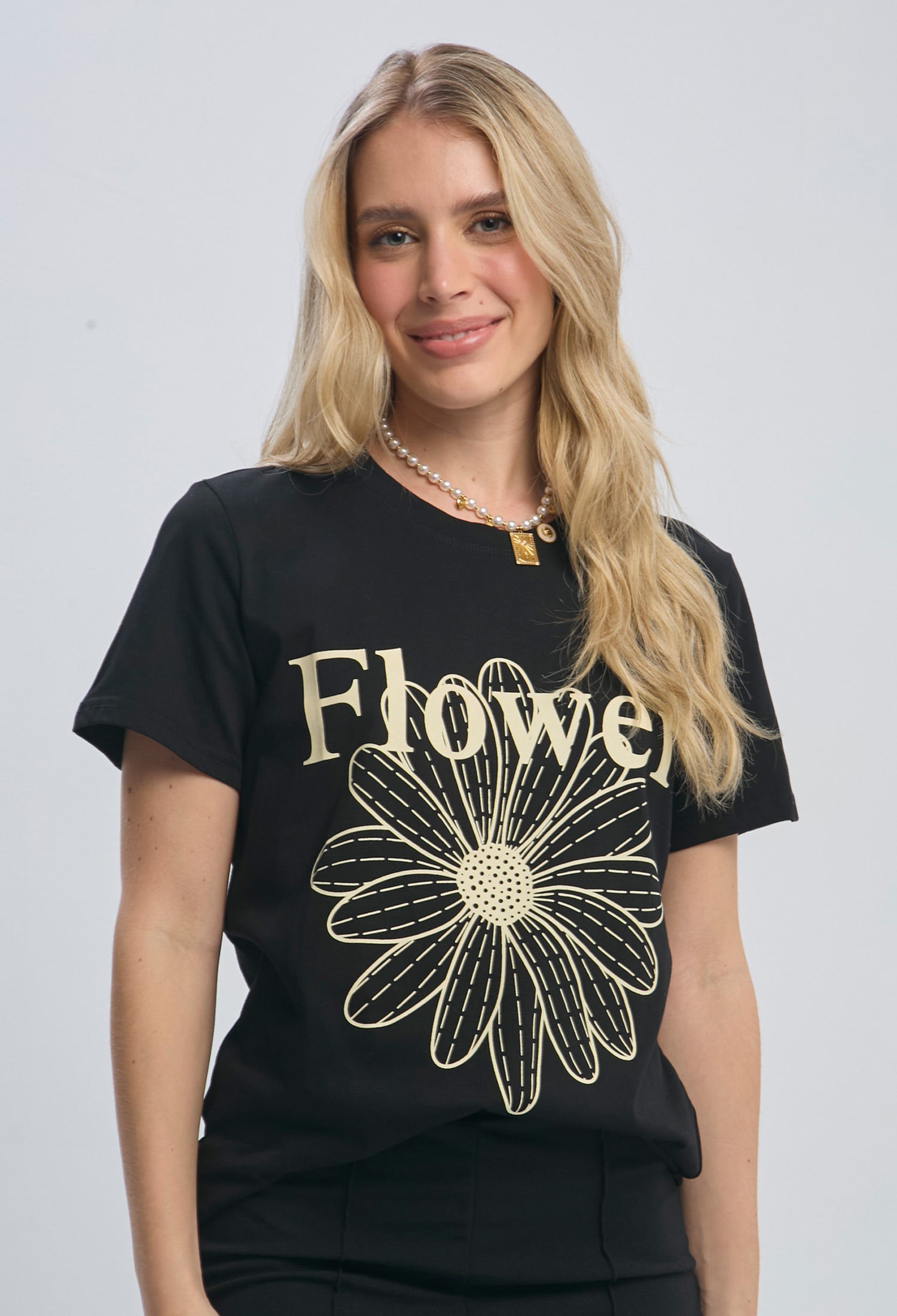 Camiseta Estampado FLOWER Mujer - SALE - BYBLA XS / AZULES BLUSA