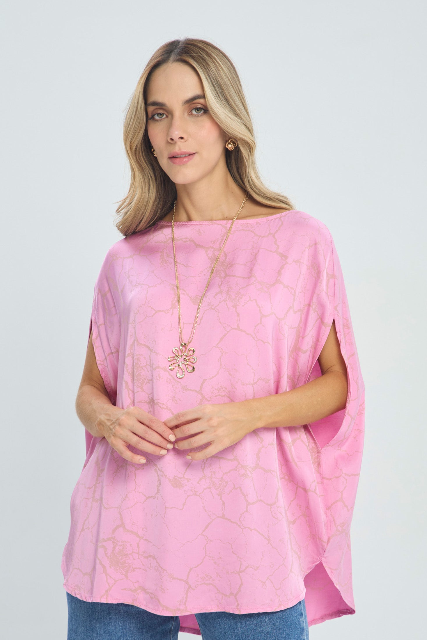 Blusa Seda Estampado Mármol - Outlet BYBLA Colombia