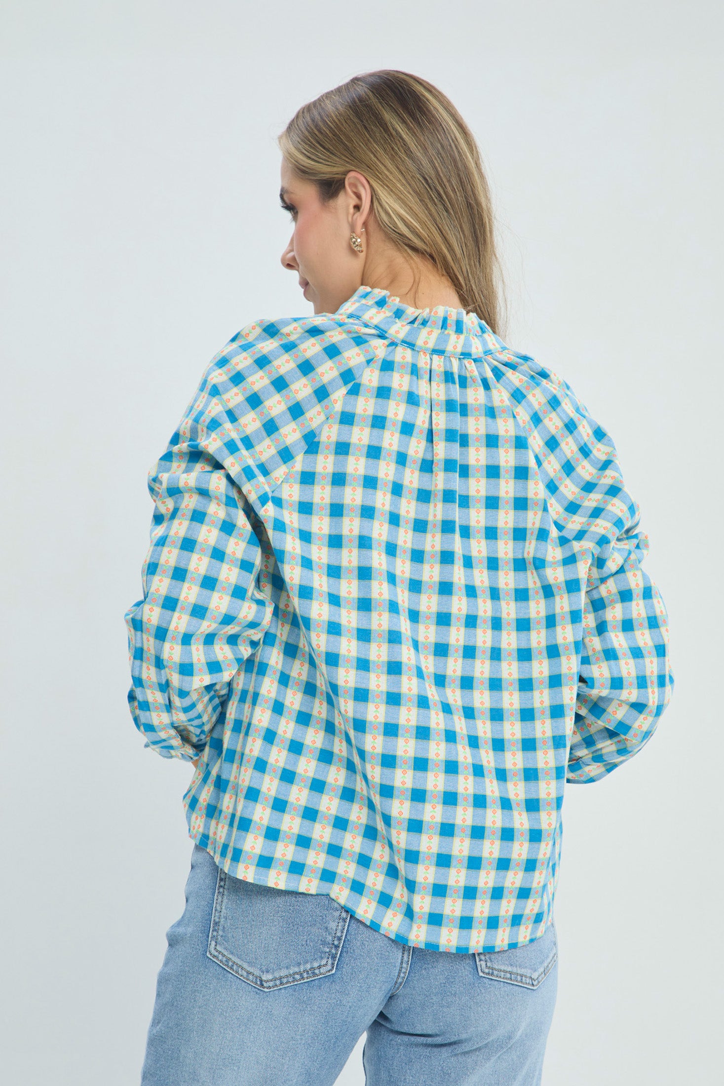 Blusa en Algodón Vichy vista 3 - Outlet BYBLA Colombia
