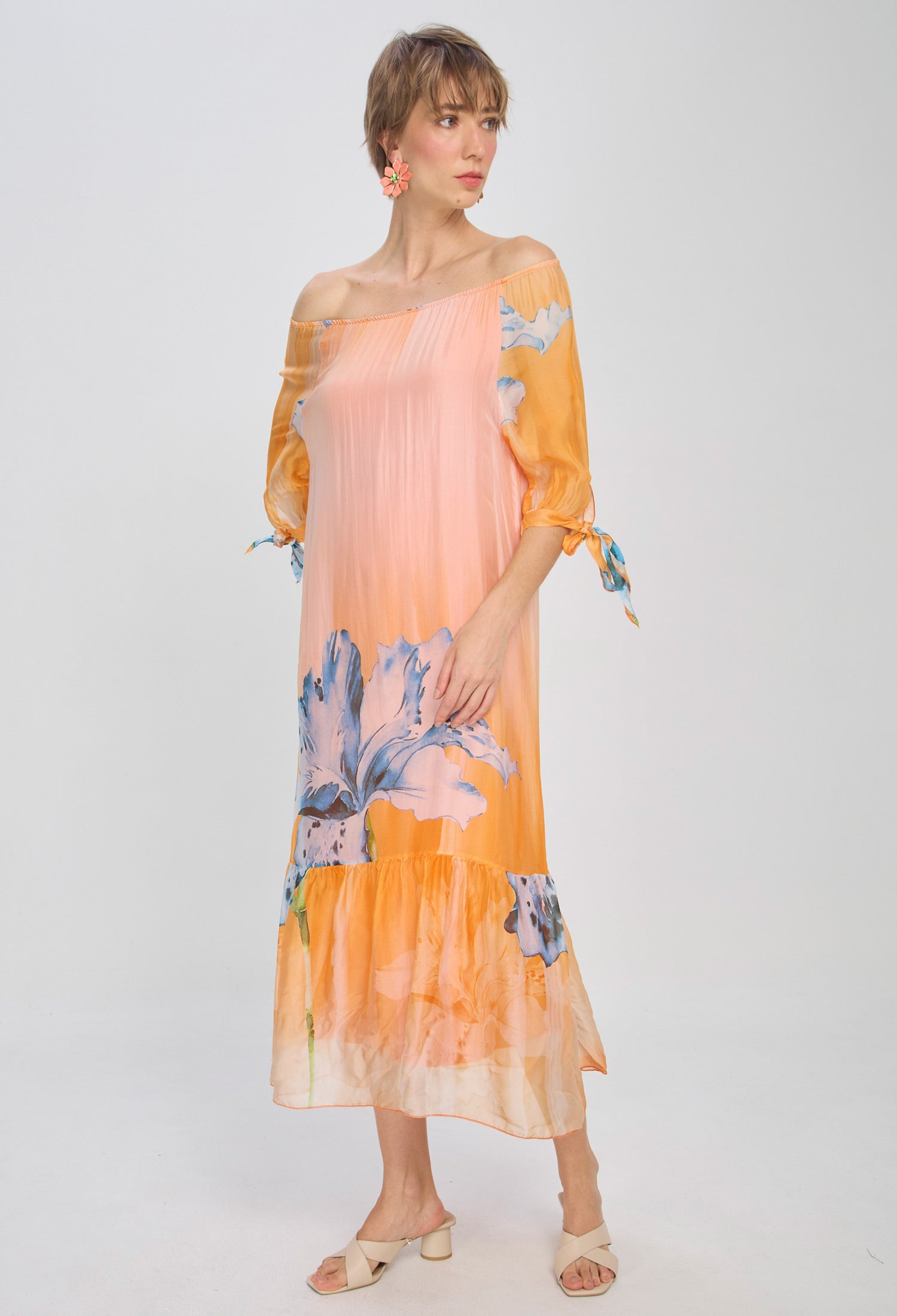 Vestido Seda Hombro Bandeja - SALE