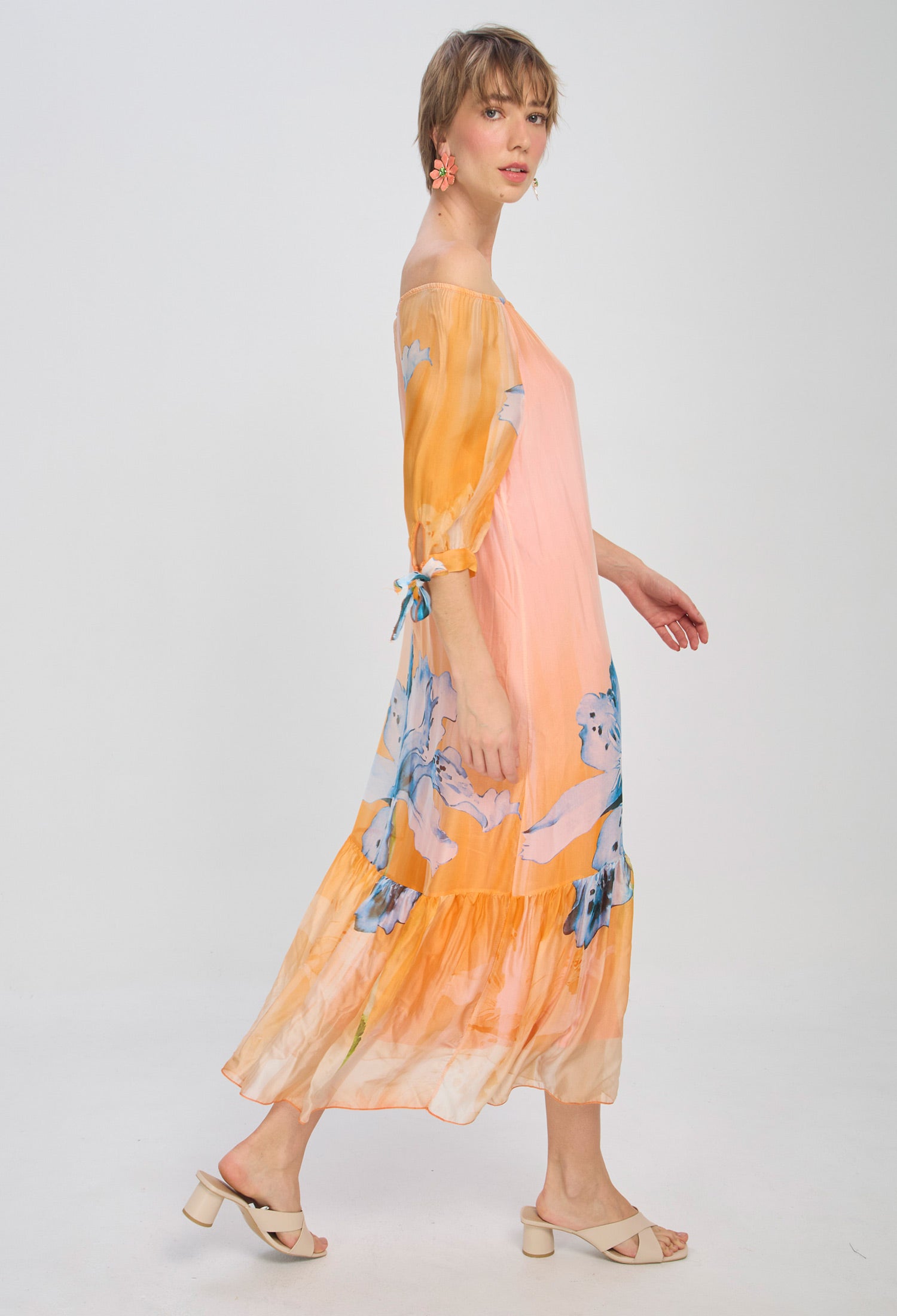 Vestido Seda Hombro Bandeja - SALE