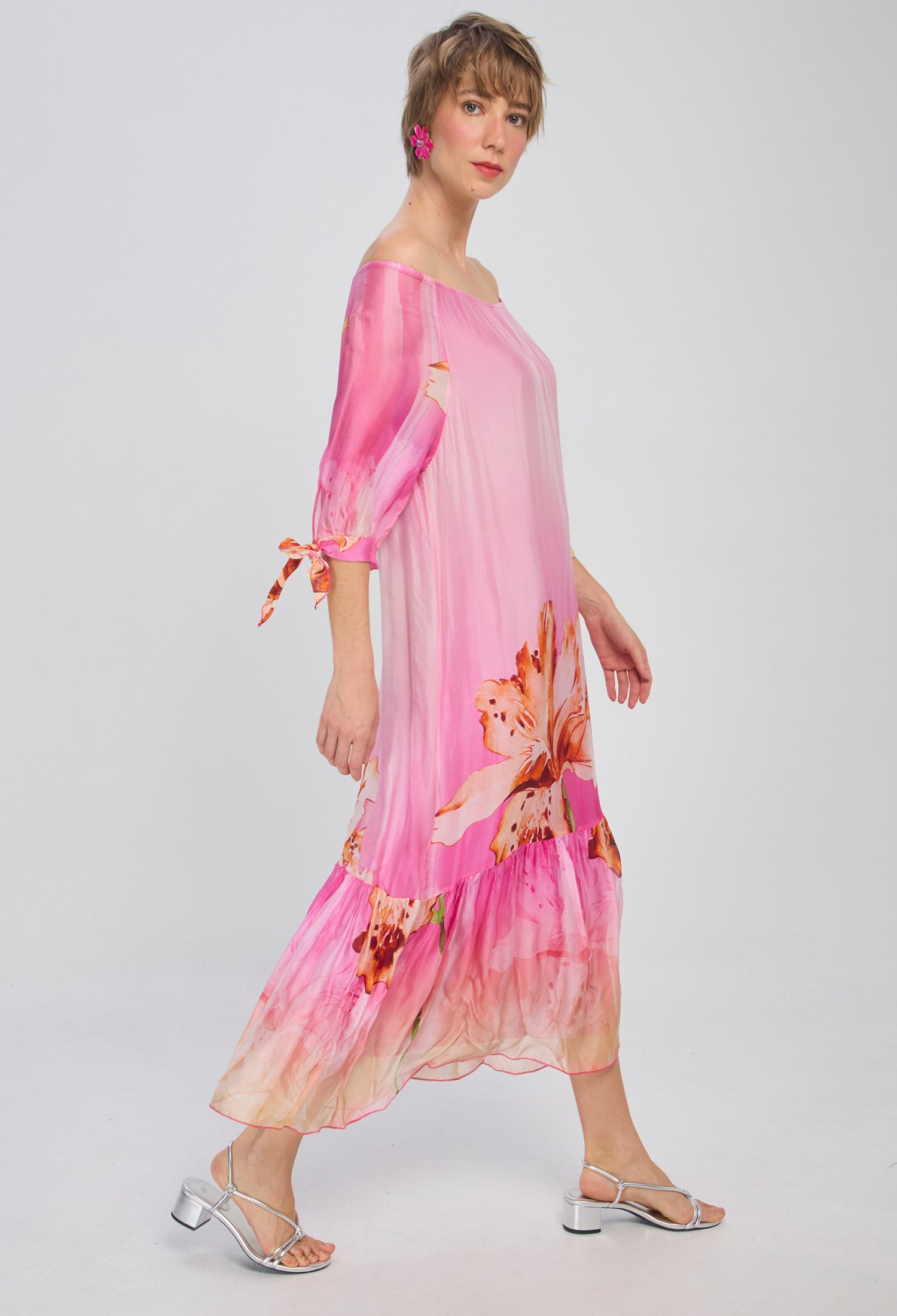 Vestido Seda Hombro Bandeja - SALE