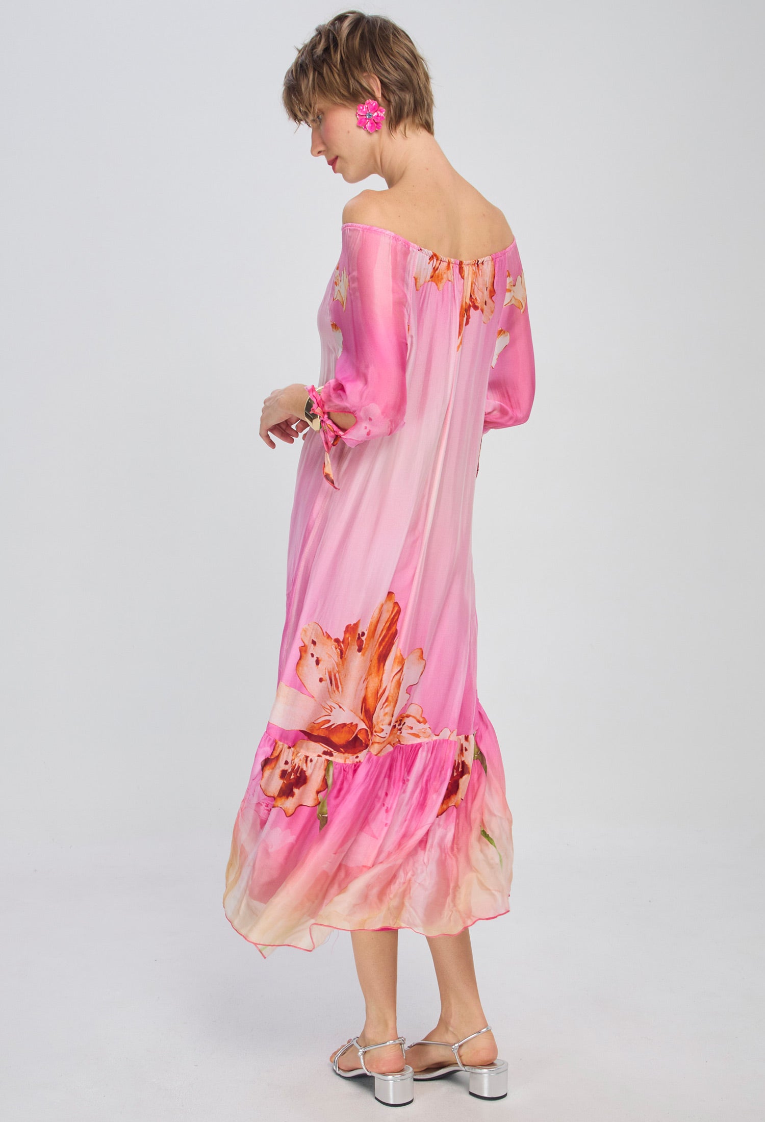 Vestido Seda Hombro Bandeja - SALE