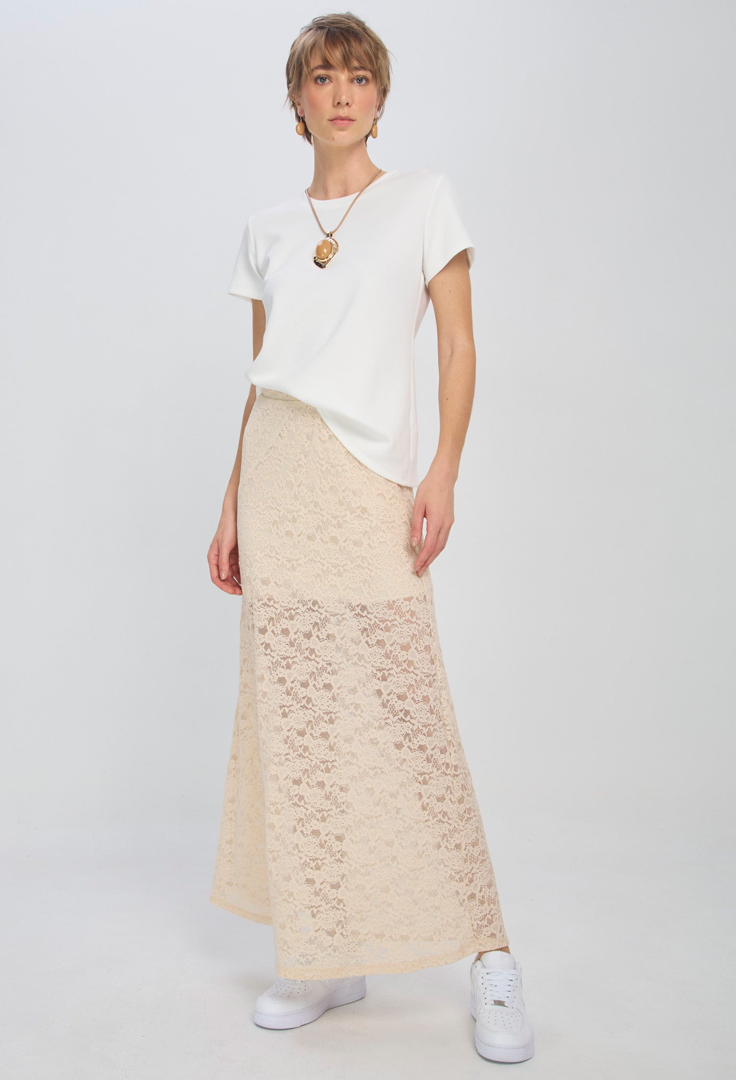 Falda Larga Transparencia Mujer NEW - BYBLA S / BEIGES FALDA