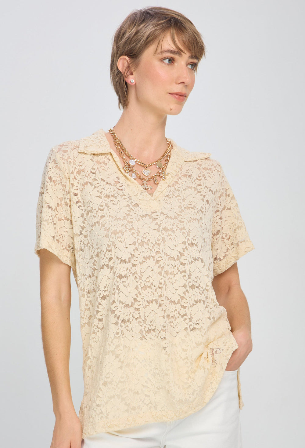 Blusa Transparencia Flores - Outlet BYBLA Colombia