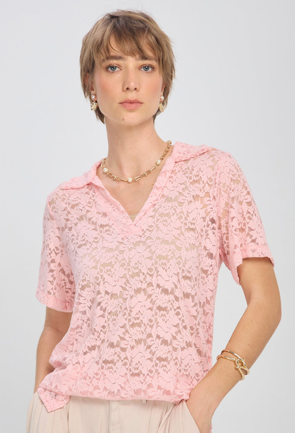 Blusa Transparencia Flores - Outlet BYBLA Colombia