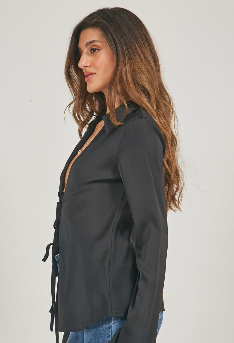 Camisa Satén Moños vista 2 - Outlet BYBLA Colombia
