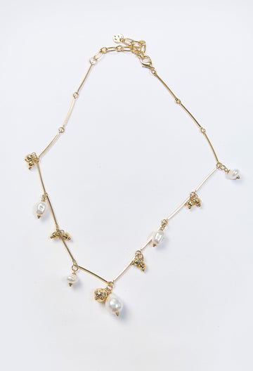 Collar Dijes Perla Dorado