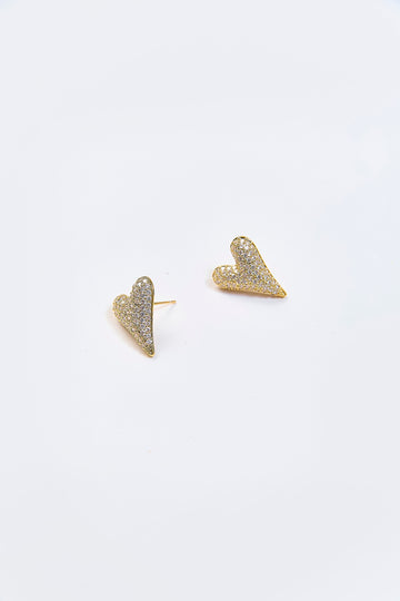 Aretes Topo Corazón Asimétrico Dorados