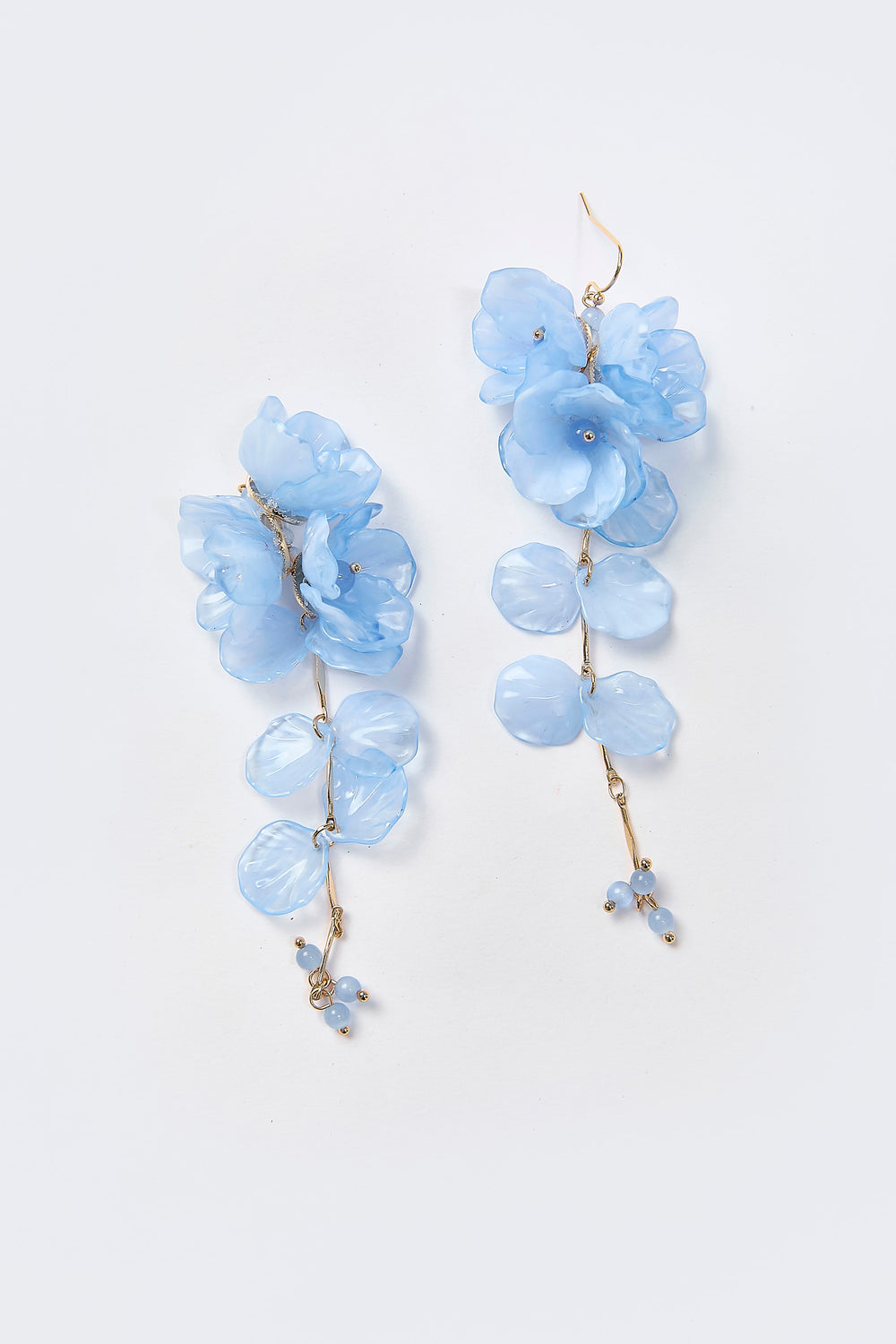 Aretes Racimo Flores Translúcidas Azul