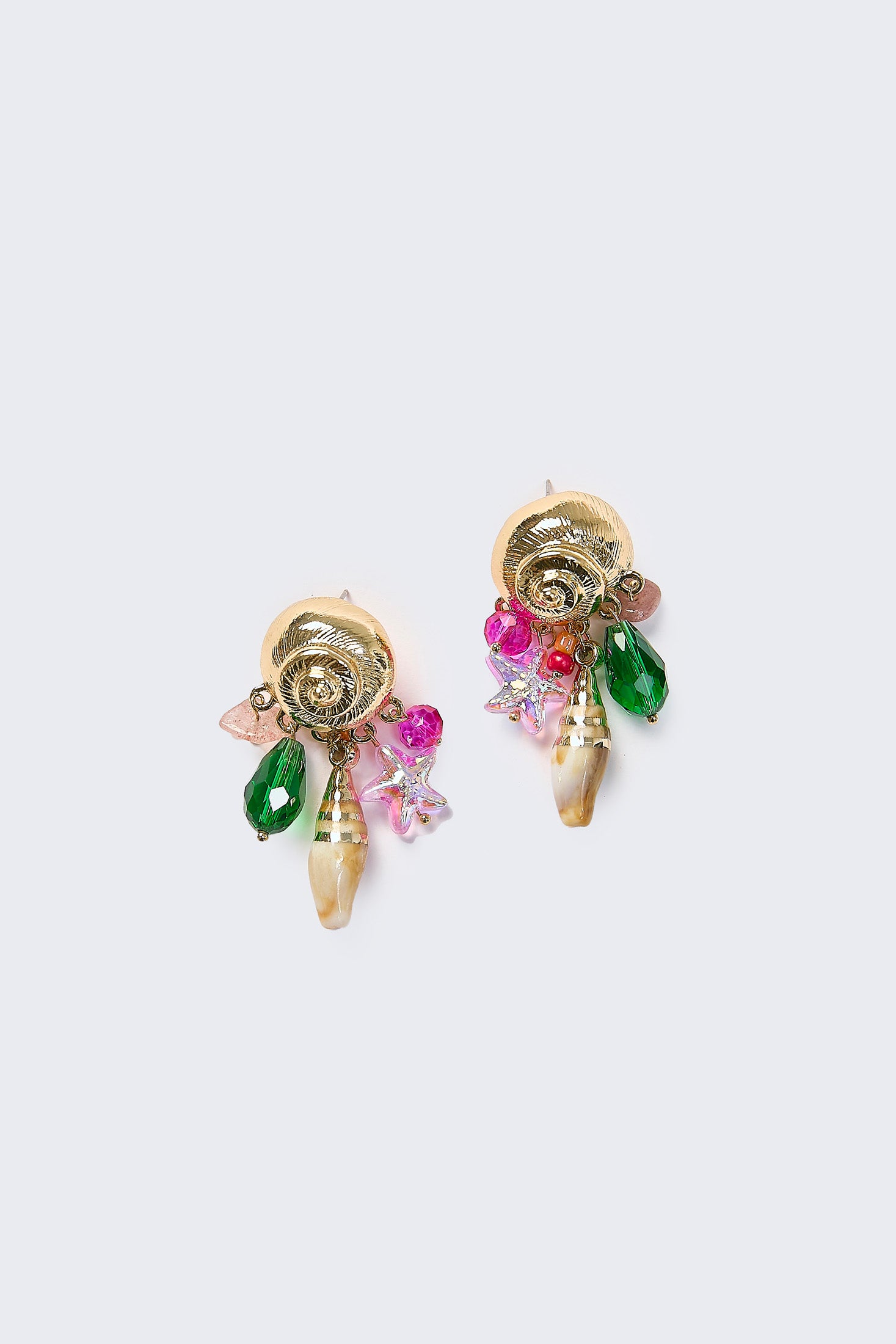 Aretes Colgantes Racimo Vida Marina Dorados - Foto 1