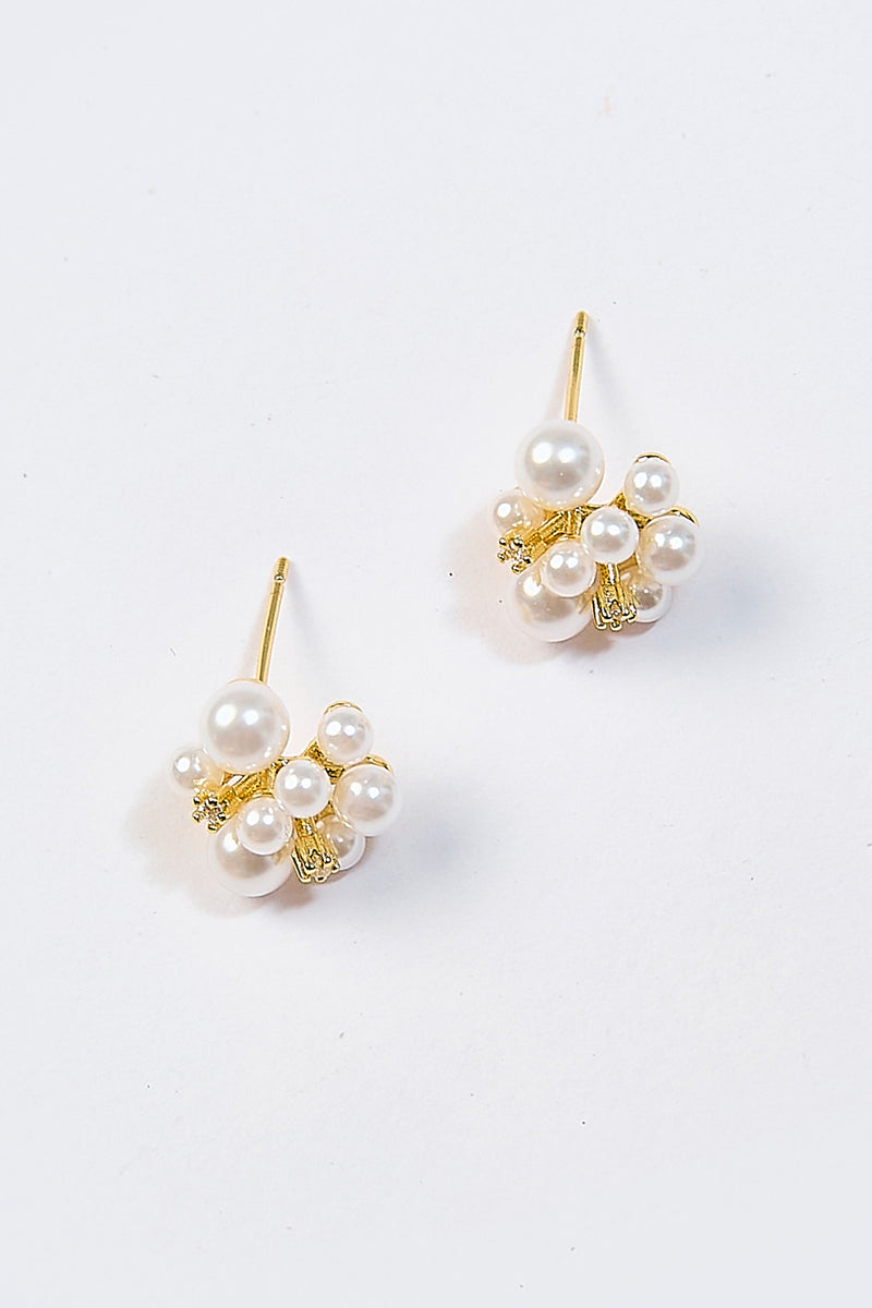 Aretes Ramo de Perlas CZ Dorados - Foto 2