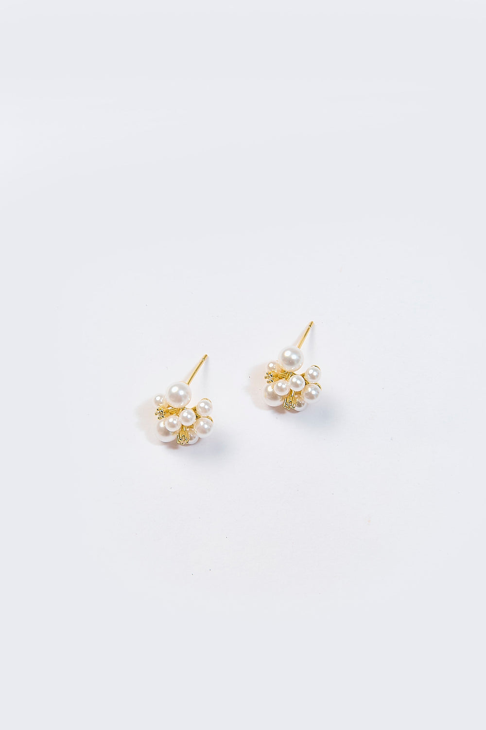 Aretes Ramo de Perlas CZ Dorados - Foto 1