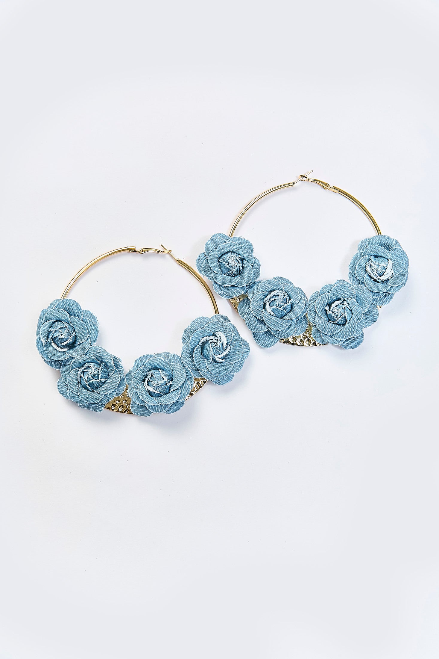 Aretes Argolla Flor Azul