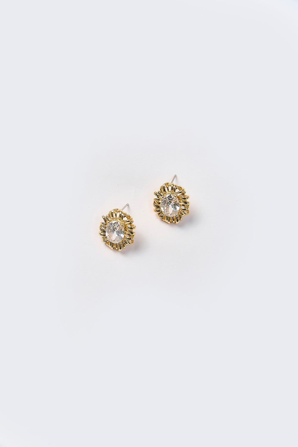 Aretes Topo Sol de Cristal Dorados - Foto 1