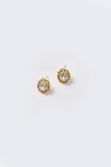 Aretes Topo Sol de Cristal Dorados