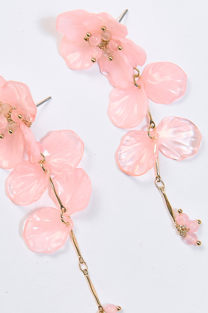 Aretes Colgantes Flor Transparente Rosa - Foto 2