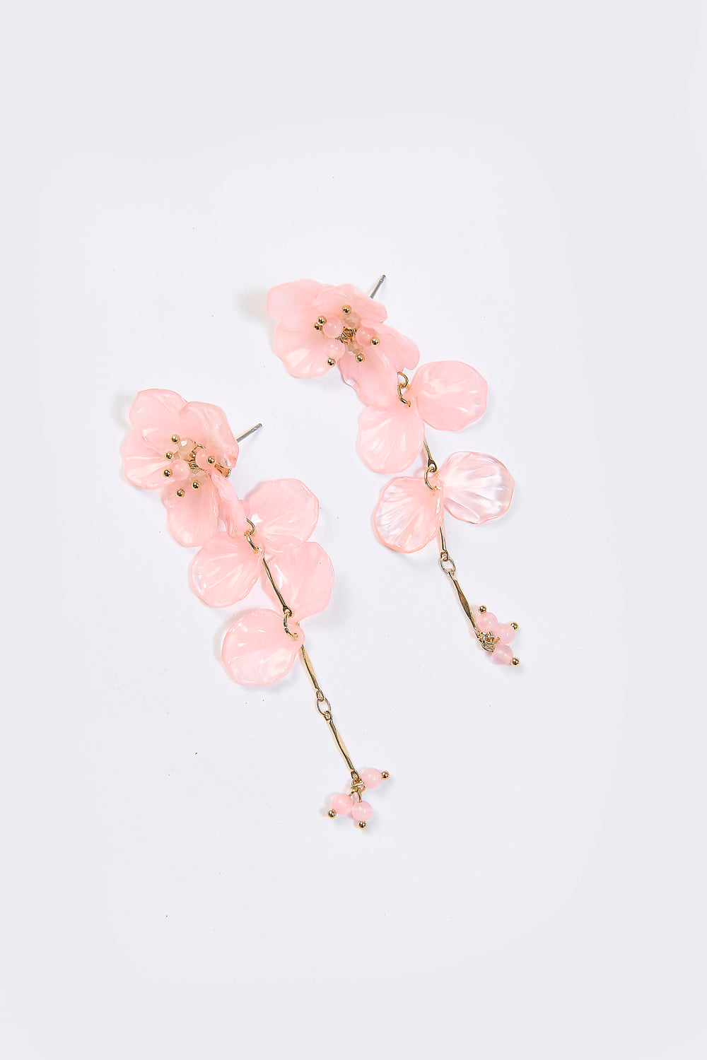 Aretes Colgantes Flor Transparente Rosa - Foto 1
