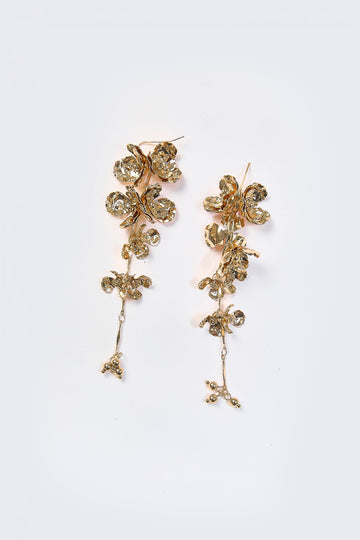 Aretes Colgantes Enredadera Floral Dorados