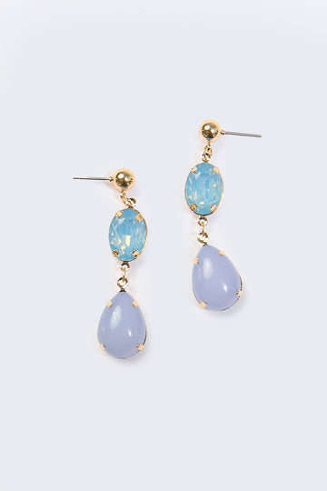 Aretes Colgantes Lágrima Cristal Azul