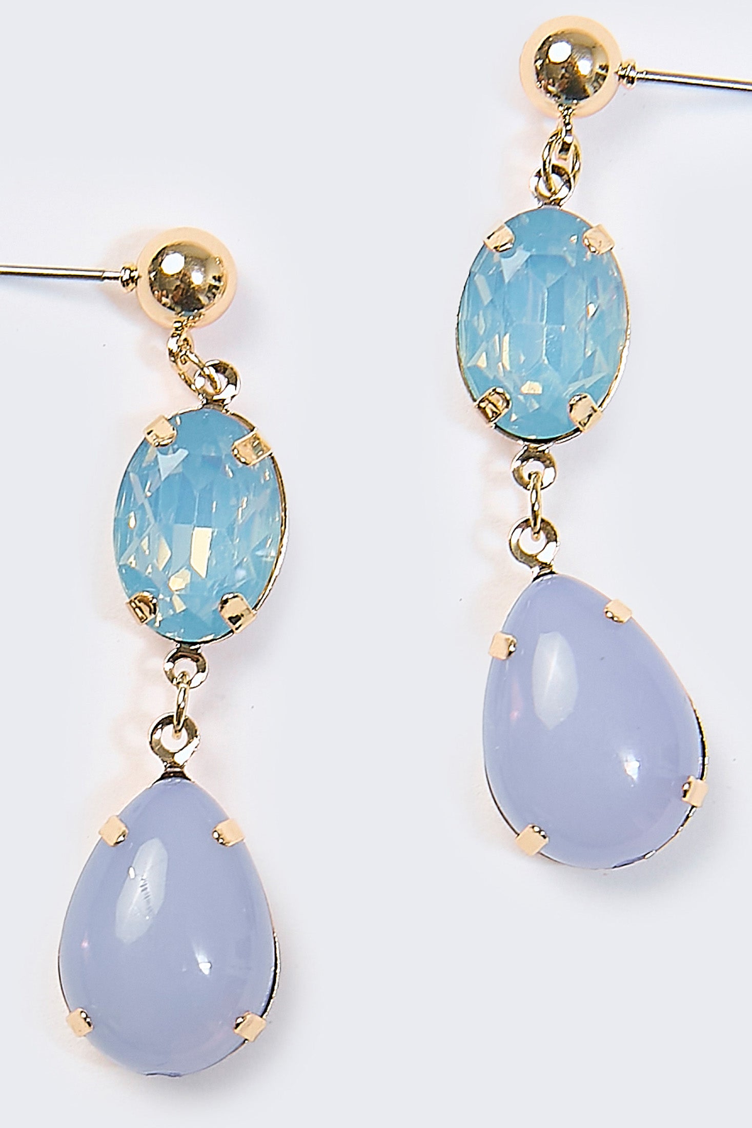 Aretes Colgantes Lágrima Cristal Azul - Foto 2
