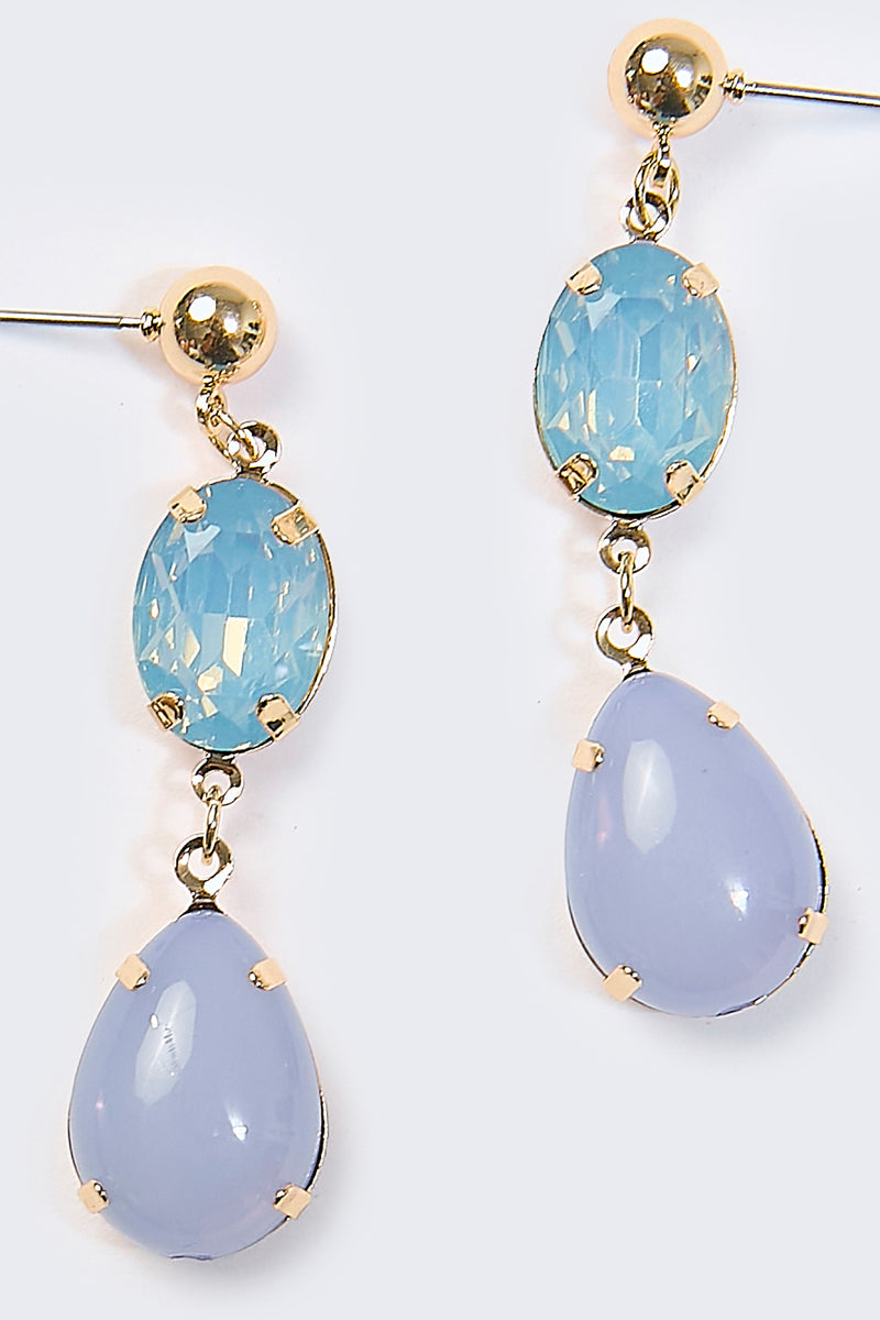 Aretes Colgantes Lágrima Cristal Azul - Foto 2