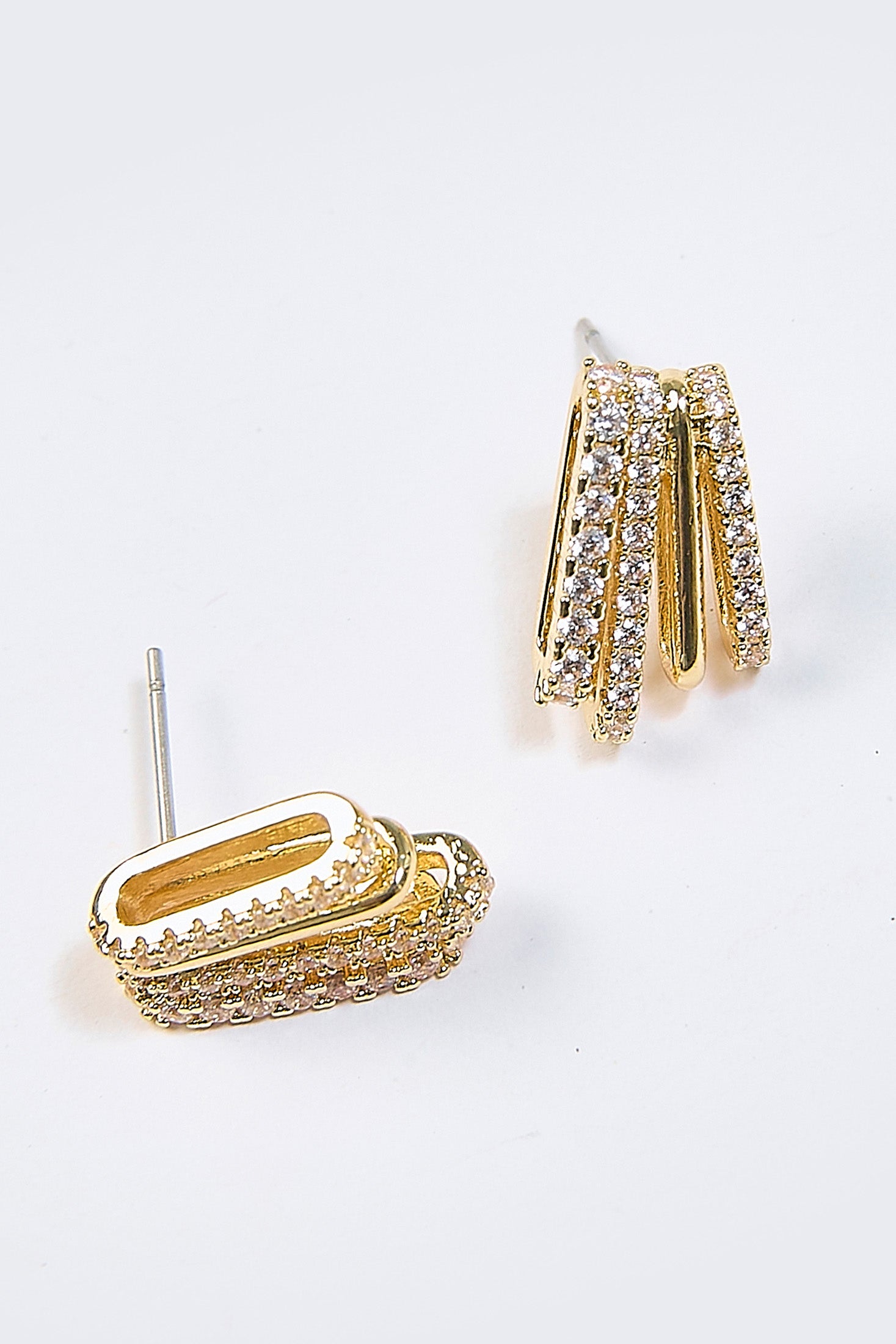 Aretes CZ Transparente Dorados