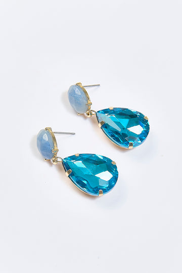Aretes Lágrima de Cristal Azul