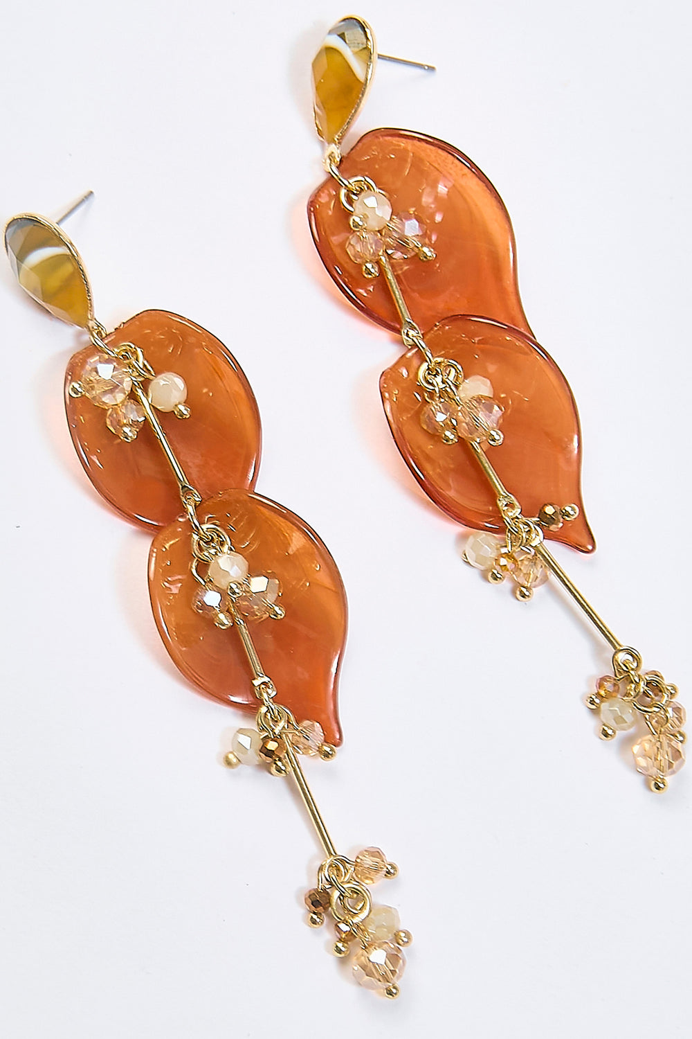 Aretes Colgantes Pétalos Eslabón Plateados