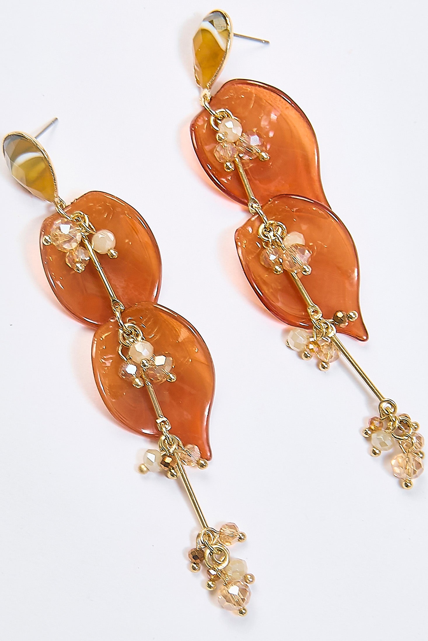 Aretes Colgantes Pétalos Eslabón Plateados - Foto 1