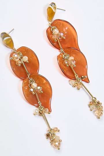 Aretes Colgantes Pétalos Eslabón Plateados