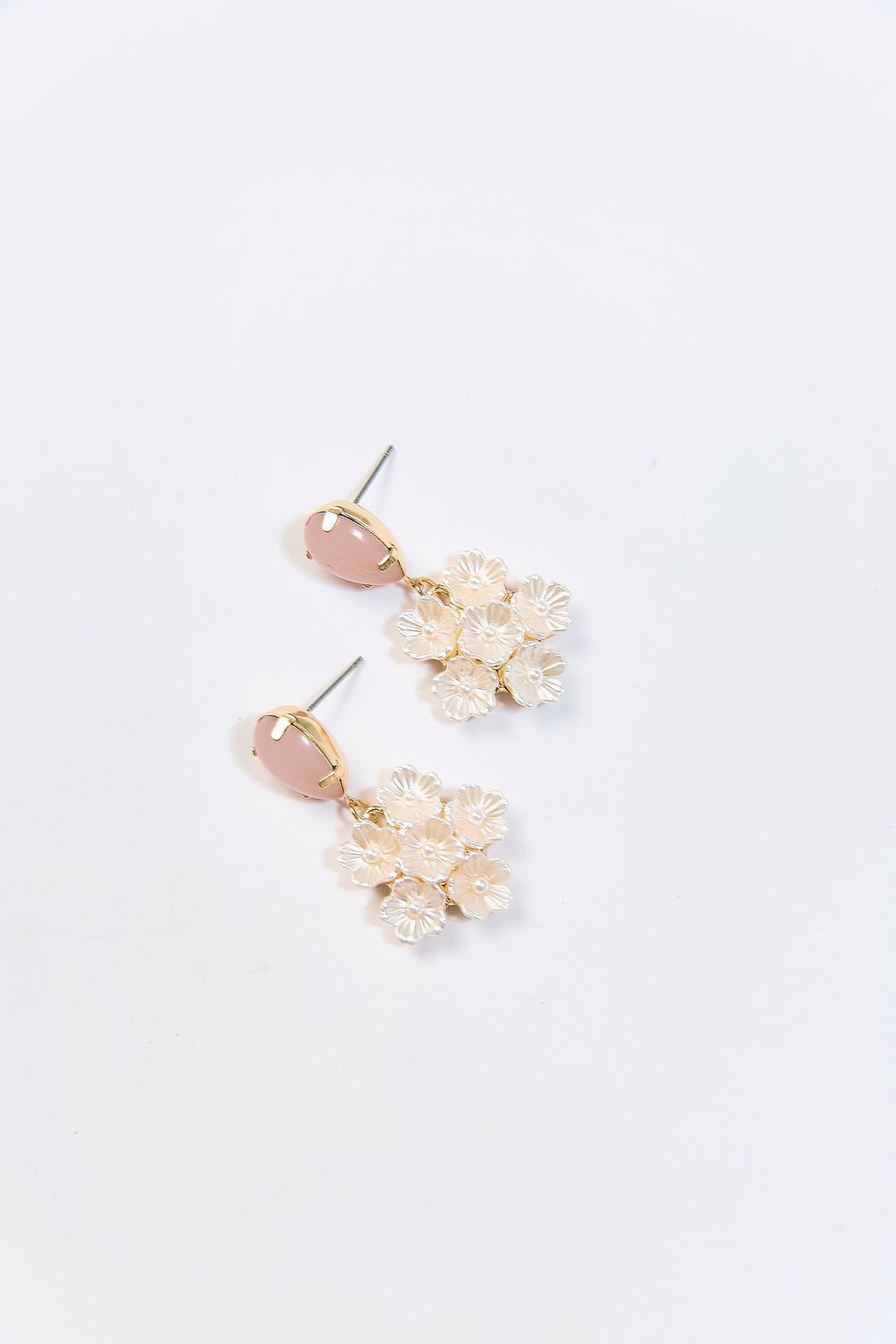 Aretes Colgantes Floral Piedra Blanco - Foto 1